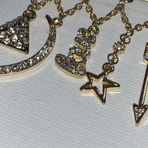 Gold multi Charm safety pin Brooch✨